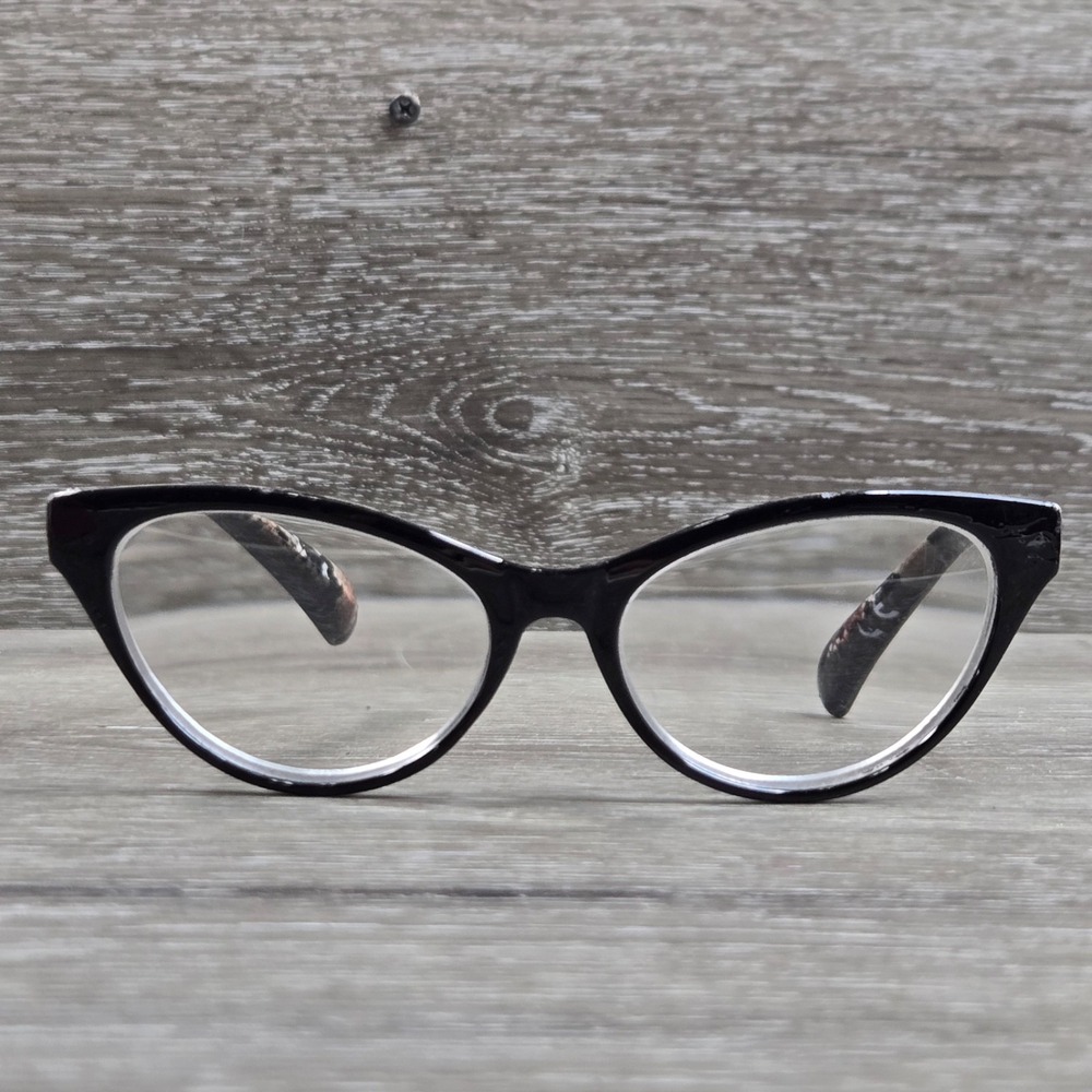 Betsey Johnson BJ2003 Reading Glasses Women +2.50 Black Snake Cat Eye Tested